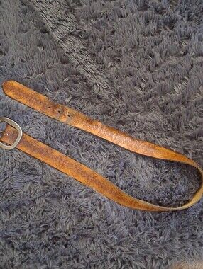 Textured Tan Leather Belt with Silver Buckle